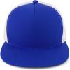 imageTrendy Apparel Shop Structured High Crown 5 Panel Round Flat Bill Trucker CapRoyal White
