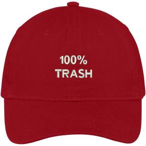 imageTrendy Apparel Shop 100 Trash Embroidered Cap Premium Cotton Dad HatRed