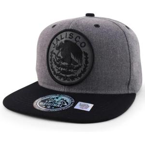 imageTrendy Apparel Shop Cities of Mexico Circular Logo Embroidered Flatbill Snapback Baseball CapJalisco Charcoal  Charcoal Black