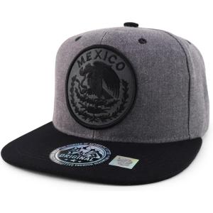 imageTrendy Apparel Shop Cities of Mexico Circular Logo Embroidered Flatbill Snapback Baseball CapMexico Charcoal  Charcoal Black