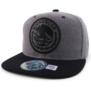 imageTrendy Apparel Shop Cities of Mexico Circular Logo Embroidered Flatbill Snapback Baseball CapMichoacan Charcoal  Charcoal Black