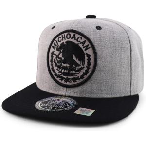 imageTrendy Apparel Shop Cities of Mexico Circular Logo Embroidered Flatbill Snapback Baseball CapMichoacan Grey  Grey Black