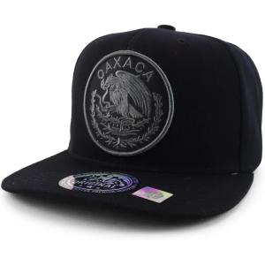 imageTrendy Apparel Shop Cities of Mexico Circular Logo Embroidered Flatbill Snapback Baseball CapOaxaca Charcoal  Black