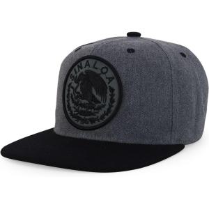 imageTrendy Apparel Shop Cities of Mexico Circular Logo Embroidered Flatbill Snapback Baseball CapSinaloa Charcoal  Charcoal Black