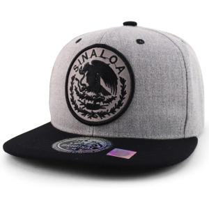 imageTrendy Apparel Shop Cities of Mexico Circular Logo Embroidered Flatbill Snapback Baseball CapSinaloa Grey  Grey Black