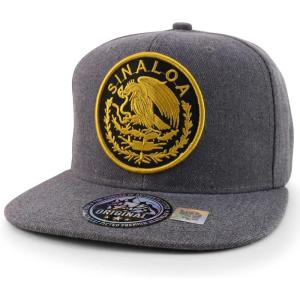 imageTrendy Apparel Shop Cities of Mexico Circular Logo Embroidered Flatbill Snapback Baseball CapSinaoloa Gold  Charcoal