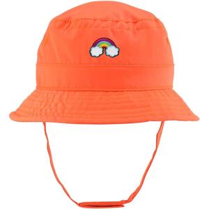 imageTrendy Apparel Shop Rainbow Embroidered Patch Infant Lightweight Bucket Hat with Chin StrapOrange