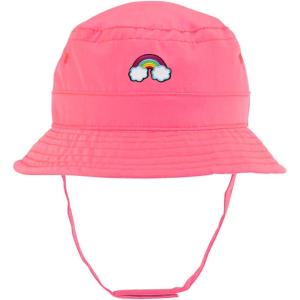 imageTrendy Apparel Shop Rainbow Embroidered Patch Infant Lightweight Bucket Hat with Chin StrapPink