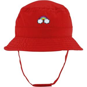 imageTrendy Apparel Shop Rainbow Embroidered Patch Infant Lightweight Bucket Hat with Chin StrapRed