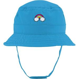 imageTrendy Apparel Shop Rainbow Embroidered Patch Infant Lightweight Bucket Hat with Chin StrapTeal