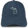 imageTrendy Apparel Shop Michigan State Outline State Embroidered Cotton Dad HatNavy