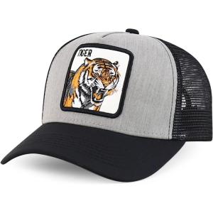 imageTrendy Apparel Shop 5 Panel Animal Design Square Embroidered Trucker CapBlack Black 5
