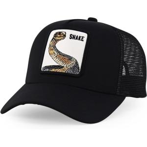 imageTrendy Apparel Shop 5 Panel Animal Design Square Embroidered Trucker CapBlack Black