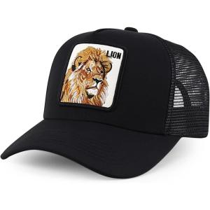 imageTrendy Apparel Shop 5 Panel Animal Design Square Embroidered Trucker CapBlack Black 6