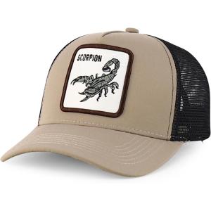 imageTrendy Apparel Shop 5 Panel Animal Design Square Embroidered Trucker CapKhaki Black 1
