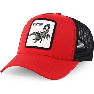 imageTrendy Apparel Shop 5 Panel Animal Design Square Embroidered Trucker CapRed Black 1