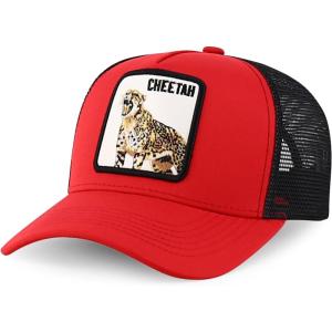 imageTrendy Apparel Shop 5 Panel Animal Design Square Embroidered Trucker CapRed Black 2