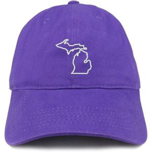 imageTrendy Apparel Shop Michigan State Outline State Embroidered Cotton Dad HatPurple