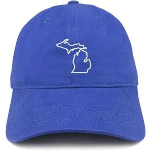 imageTrendy Apparel Shop Michigan State Outline State Embroidered Cotton Dad HatRoyal