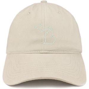 imageTrendy Apparel Shop Michigan State Outline State Embroidered Cotton Dad HatStone