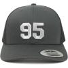 imageTrendy Apparel Shop Number 95 White Thread Embroidered Retro Trucker Mesh CapCharcoal