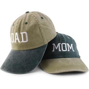 imageTrendy Apparel Shop Capital Mom and Dad Pigment Dyed Couple 2 Pc Cap SetNavy Khaki Khaki Navy