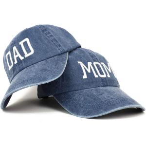 imageTrendy Apparel Shop Capital Mom and Dad Pigment Dyed Couple 2 Pc Cap SetNavy Navy