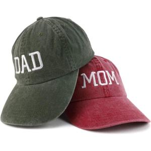 imageTrendy Apparel Shop Capital Mom and Dad Pigment Dyed Couple 2 Pc Cap SetWine Olive