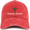 imageTrendy Apparel Shop Cayman Islands with Palm Tree Embroidered Pigment Dyed Cotton Baseball CapRed