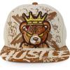 imageTrendy Apparel Shop Bear Embroidered Flat Bill Snapback CapStone Light Brown 10