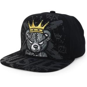 imageTrendy Apparel Shop Bear Embroidered Flat Bill Snapback CapBlack Black 10