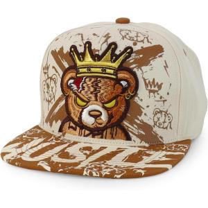 imageTrendy Apparel Shop Bear Embroidered Flat Bill Snapback CapStone Light Brown 10