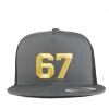 imageTrendy Apparel Shop Number 67 Gold Thread Embroidered Flat Bill 5 Panel Trucker CapCharcoal