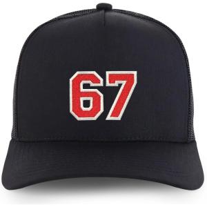 imageTrendy Apparel Shop Number 67 Varsity Font Embroidered 5 Panel Structured Snapback CapBlack