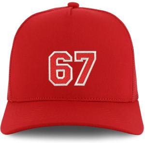 imageTrendy Apparel Shop Number 67 Varsity Font Embroidered 5 Panel Structured Snapback CapRed