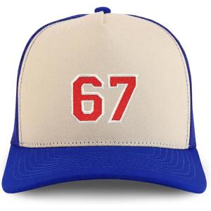 imageTrendy Apparel Shop Number 67 Varsity Font Embroidered 5 Panel Structured Snapback CapStone Royal