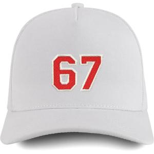 imageTrendy Apparel Shop Number 67 Varsity Font Embroidered 5 Panel Structured Snapback CapWhite