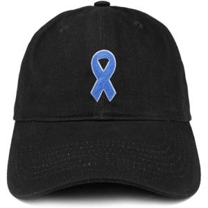 imageTrendy Apparel Shop Prostate Cancer Awareness Light Blue Ribbon Patch Low Profile Soft Cotton Baseball CapBlack