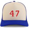 imageTrendy Apparel Shop Number 47 Varsity Font Embroidered 5 Panel Structured Snapback CapStone Royal