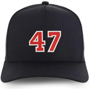 imageTrendy Apparel Shop Number 47 Varsity Font Embroidered 5 Panel Structured Snapback CapBlack