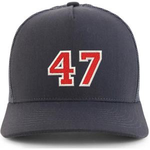 imageTrendy Apparel Shop Number 47 Varsity Font Embroidered 5 Panel Structured Snapback CapCharcoal
