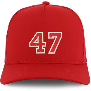 imageTrendy Apparel Shop Number 47 Varsity Font Embroidered 5 Panel Structured Snapback CapRed