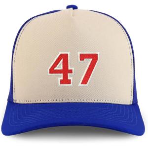 imageTrendy Apparel Shop Number 47 Varsity Font Embroidered 5 Panel Structured Snapback CapStone Royal
