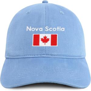imageTrendy Apparel Shop Nova Scotia with Canadian Flag Embroidered Cotton Low Profile Dad HatCarolina Blue