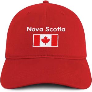 imageTrendy Apparel Shop Nova Scotia with Canadian Flag Embroidered Cotton Low Profile Dad HatRed