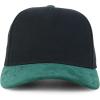 imageTrendy Apparel Shop 5 Panel Cotton and Suede Combo Snapback Baseball CapBlack Dark Green