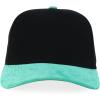 imageTrendy Apparel Shop 5 Panel Cotton and Suede Combo Snapback Baseball CapBlack Green
