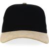 imageTrendy Apparel Shop 5 Panel Cotton and Suede Combo Snapback Baseball CapBlack Khaki