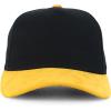 imageTrendy Apparel Shop 5 Panel Cotton and Suede Combo Snapback Baseball CapBlack Mustard