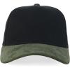 imageTrendy Apparel Shop 5 Panel Cotton and Suede Combo Snapback Baseball CapBlack Olive